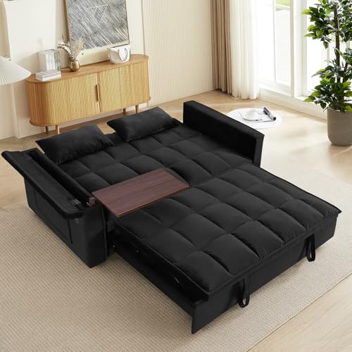 WIIS' IDEA Convertible Sofa Bed,3 in 1 Velvet Sleeper Sofa Pull-Out Bed