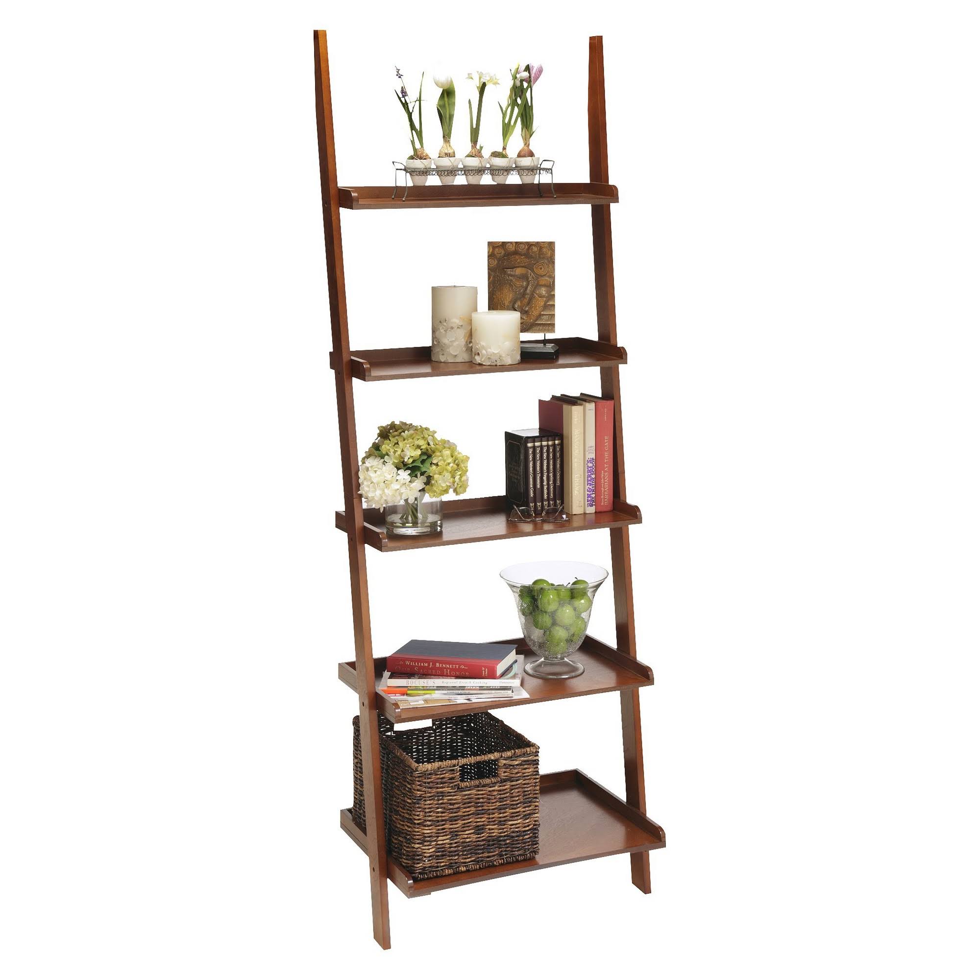Ladder Bookcase Cherry Convenience Concepts Dark Cherry