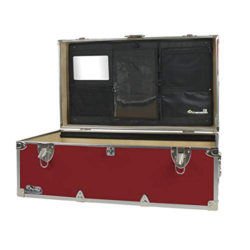 C&N Footlockers - Full-Size Happy Camper Trunk w/Lidmate Organizer - #1 Summer Camp Trunk - Made in the USA - Steel Footlocker with Lid Stay