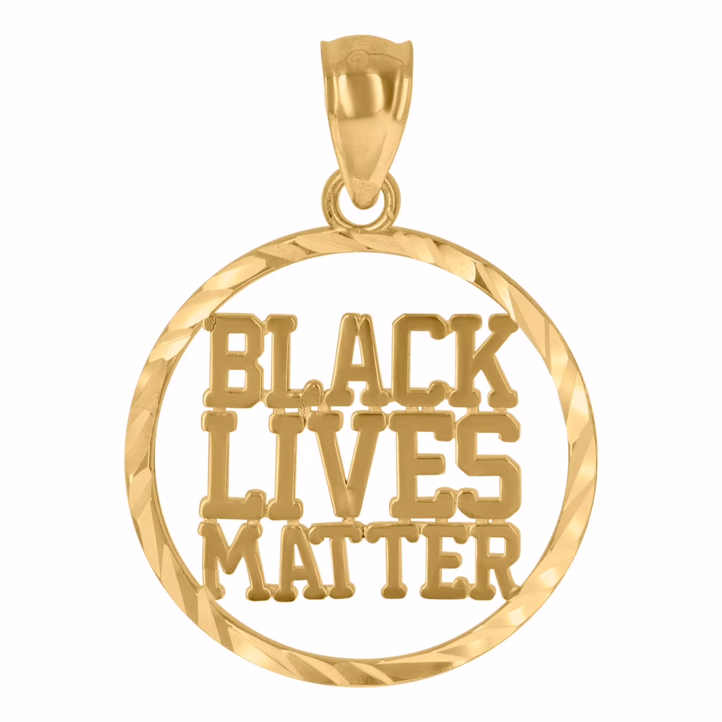 10k Yellow Gold Mens Black Lives Matter Talking Charm Pendant Necklace Measures 28.8x13.5mm Wide Jewelry Gifts for Men