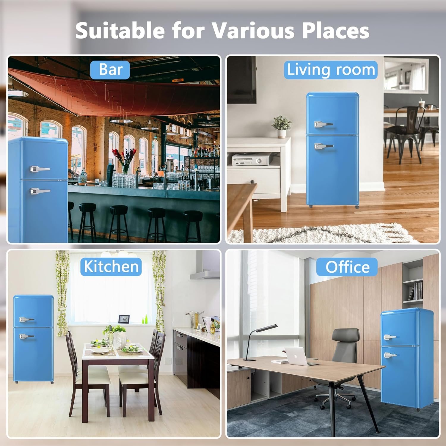 Mini Refrigerator with Freezer 3.5 Cu.Ft, Small Refrigerator with 7 Settings Temperature, Adjustable Shelves, 2 Doors, Low Noise