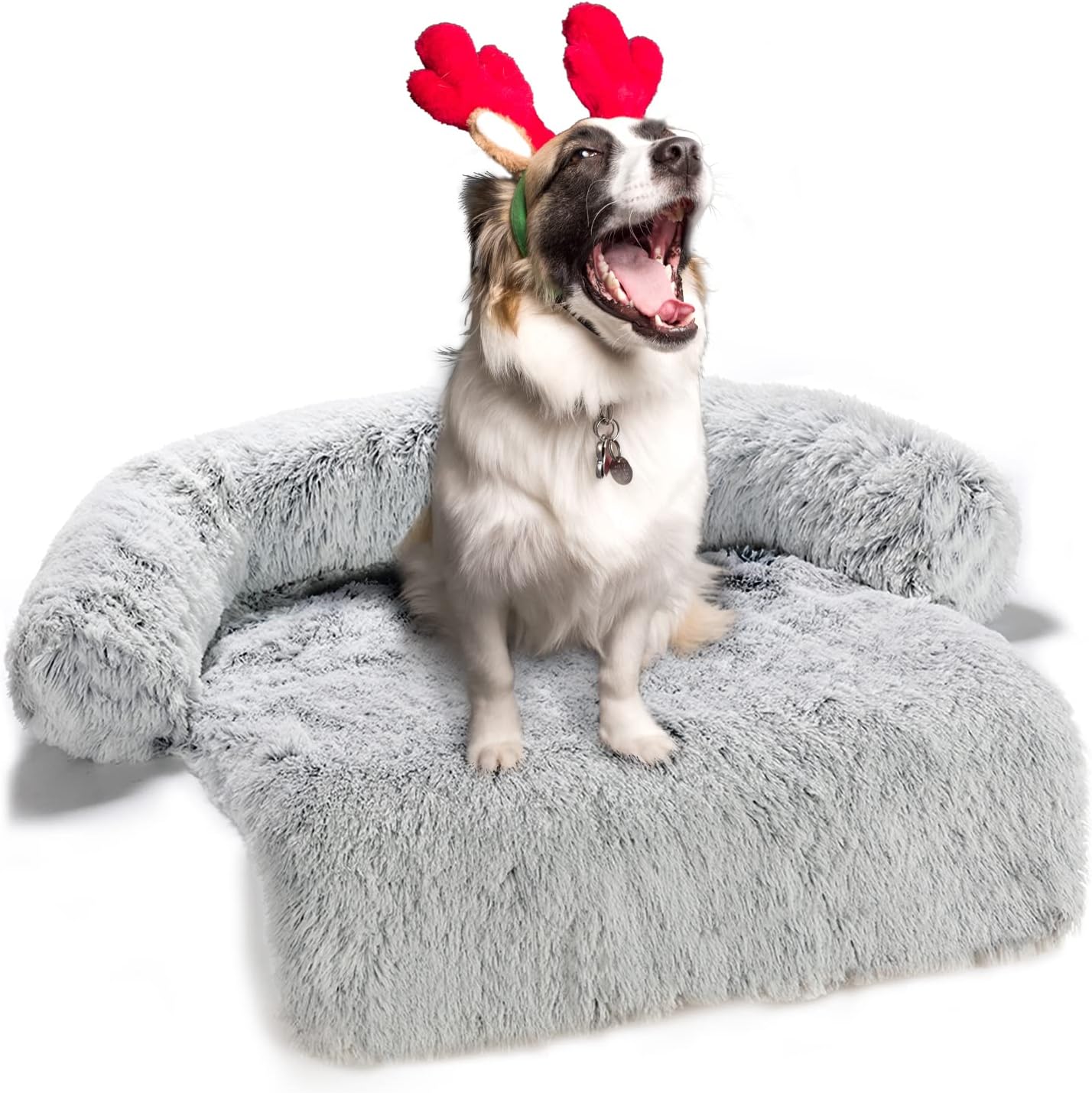 Xripple Calming Dog Bed, Soft Fluffy Plush Dog Bed Mat with Removable Washable Cover & Waterproof Liner for Furniture Protector