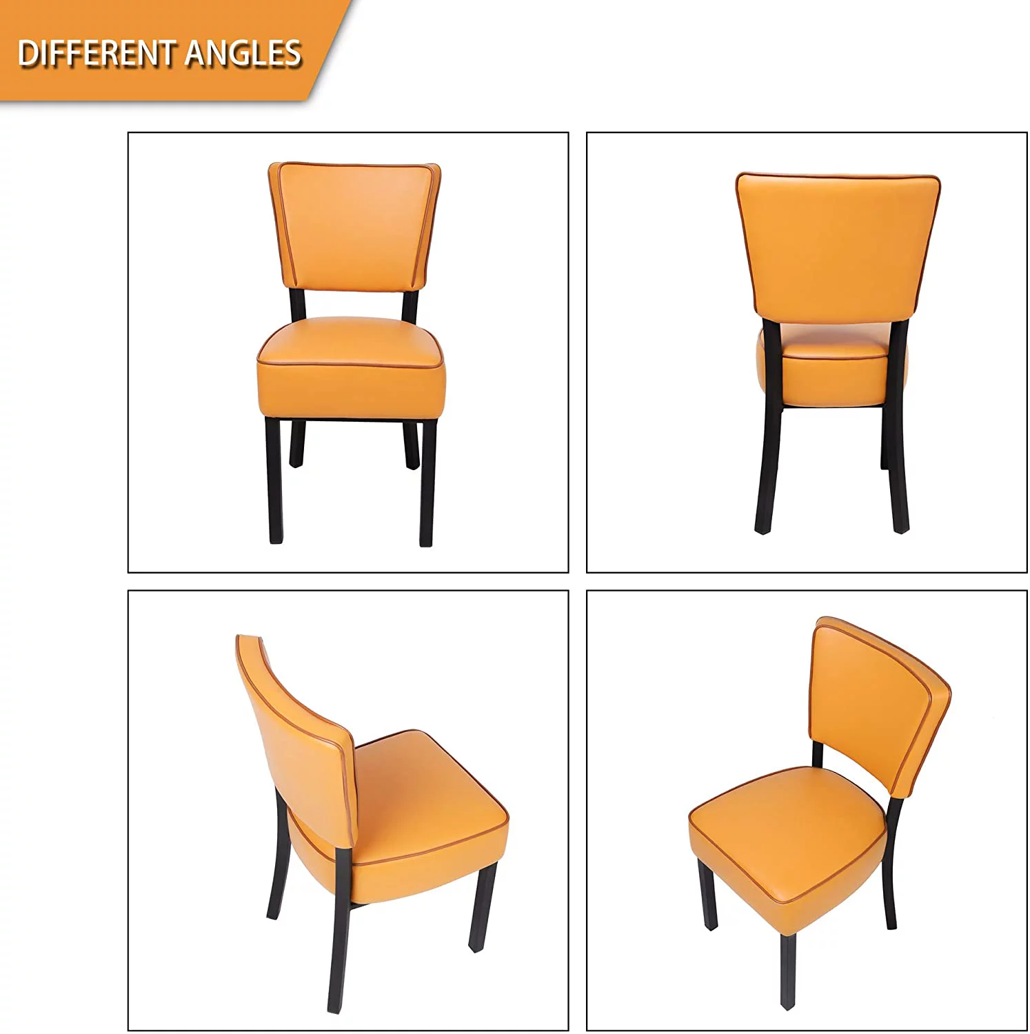 KARMAS PRODUCT Kitchen Dining Chairs Set of 2 Modern Classic Leather Side Chair for Dining Room Cafe Bedroom, Orange