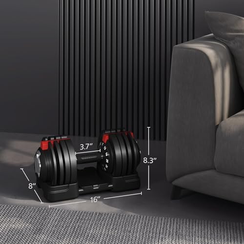 Yaheetech Adjustable Dumbbell Set 28/40/52.5/90LBS Adjustable Dumbbells Fast Adjust Dumbbell Weight Set with Anti-Slip Handle and Tray for Men/Women