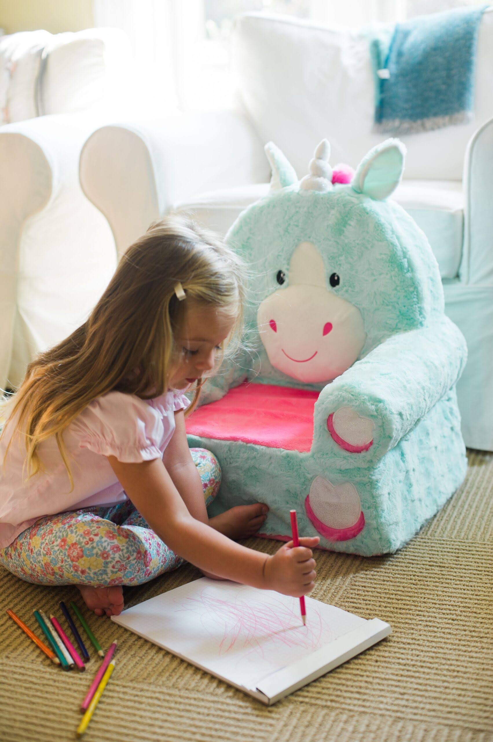 Sweet SEATS Adorable Teal Unicorn Children&s Chair, Machine Washable Removable