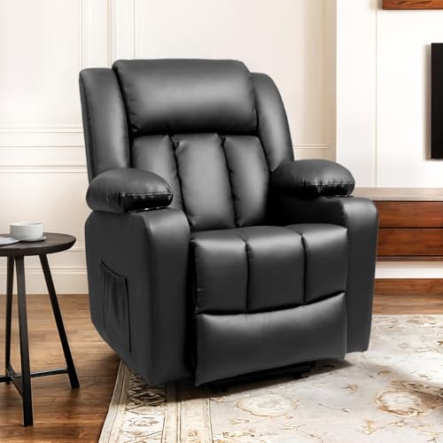 FLEXISPOT XL31 Power Lift Recliner Chair for Elderly, Electric Lift Chair with Massage & Heat, PU Leather Reclining Sofa w/Cup Holders