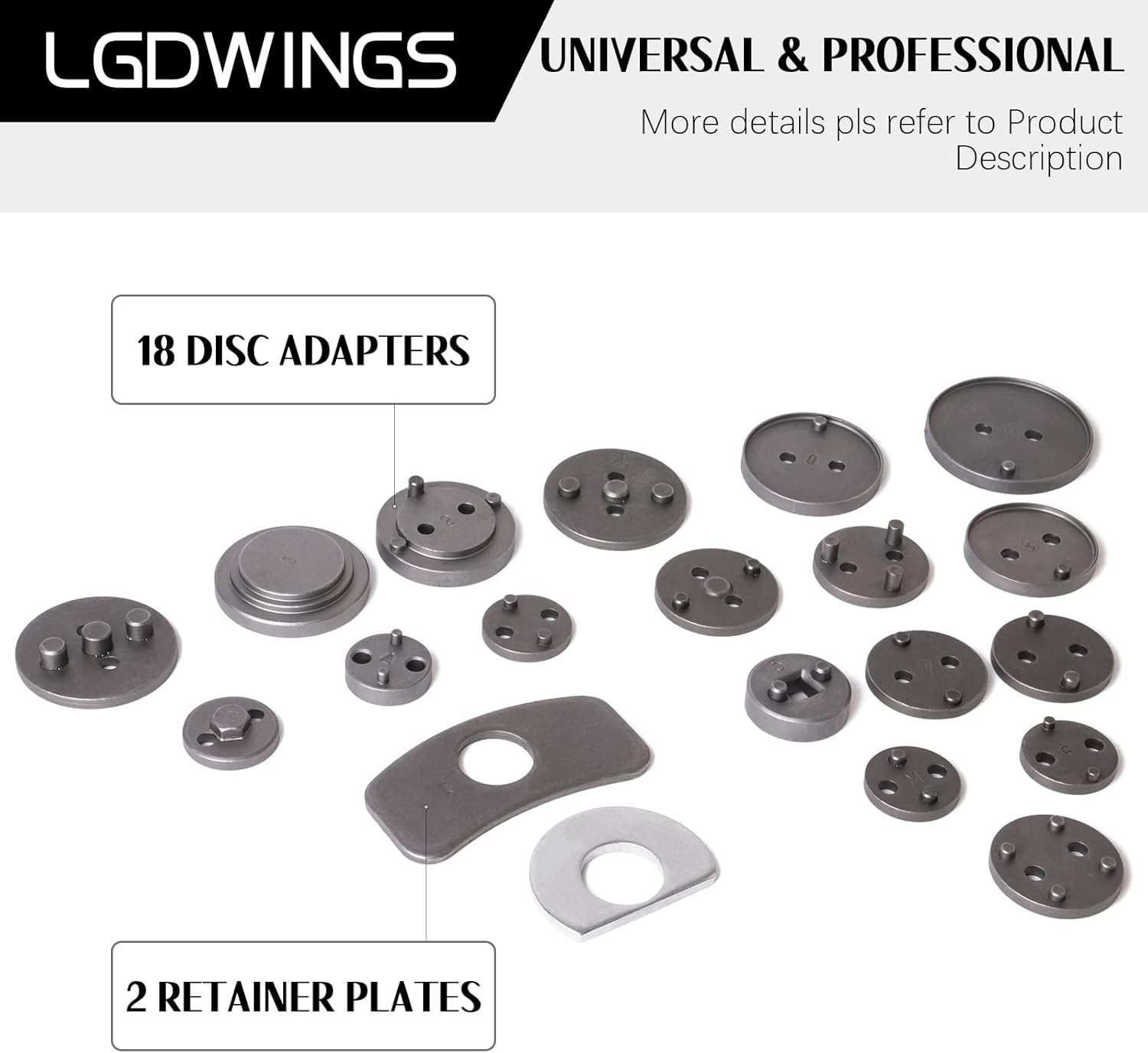 LGDWINGS 26PCS Heavy Duty Disc Brake Piston Caliper Compressor Rewind Tool Set Wind Back Tool Kit for Brake Pad Replacement Reset, Fits Most American
