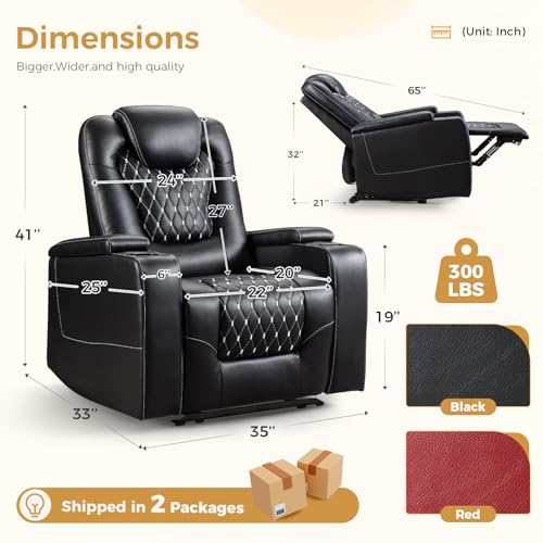 ANJ Power Recliner Chair with USB Ports and Cup Holders