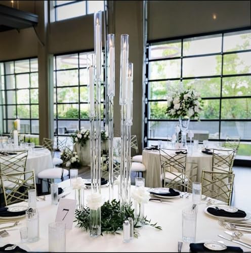 35inch 10pcs Black Candelabra Centerpieces for Tables 5 Arms Wedding centerpieces for Decorations