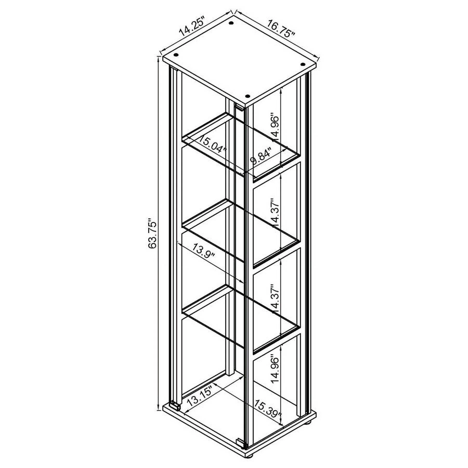 Contemporary Black Wood And Glass 4 Shelf Curio Display Cabinet