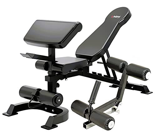 MiM USA Hercules EX Commercial All in One Gym Machine w/400 lb Weight Stack Jammer Arms Adj Bench Leg Press Leg Extension Arm Curl LAT Seat Complete