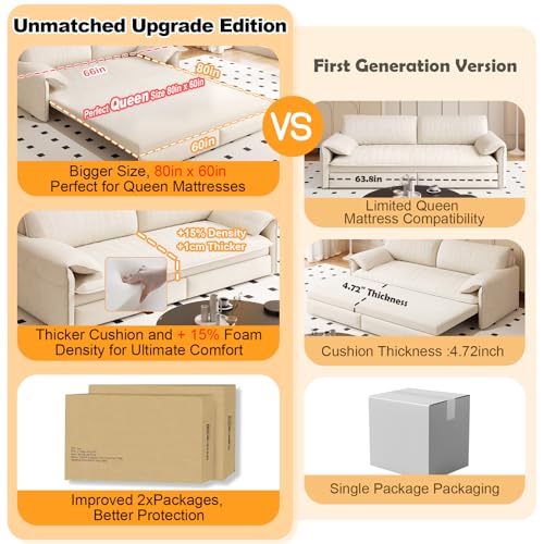 70.1" Futon Sofa Bed Queen Size, Pull Out Bed, 3-in-1 Convertible Sleeper Sofa with 2 Soft Pillows, Modern Velvet Futon Couch for Living Room