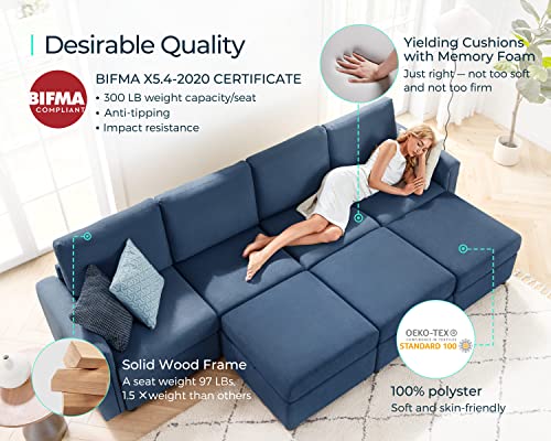 LINSY HOME Modular Sectional Sofa, Convertible U Shaped Sofa Couch with Storage, Memory Foam, Modular Sectionals with Ottomans