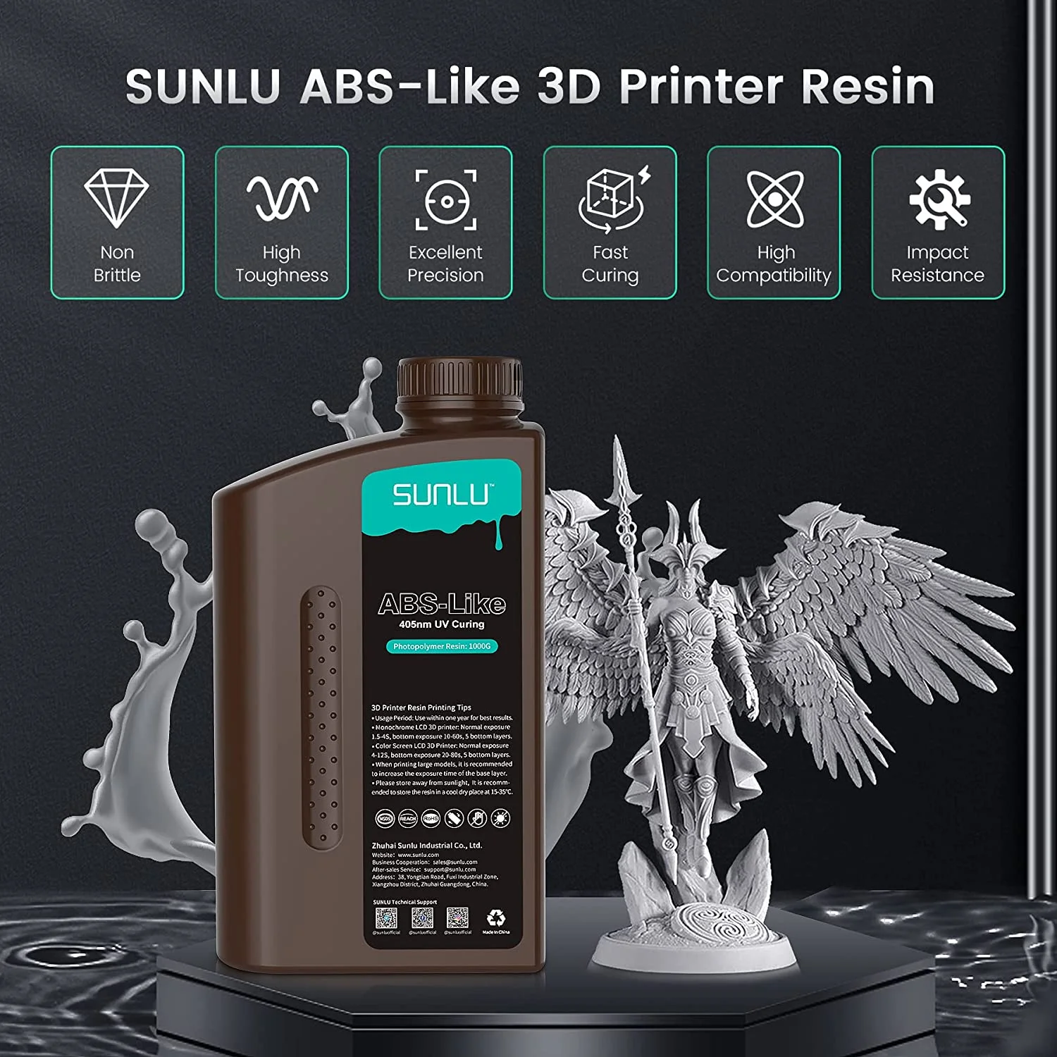 Sunlu ABS-Like 3D Printer Parts for LCD/DLP/SLA 3D Printers, Dark Grey