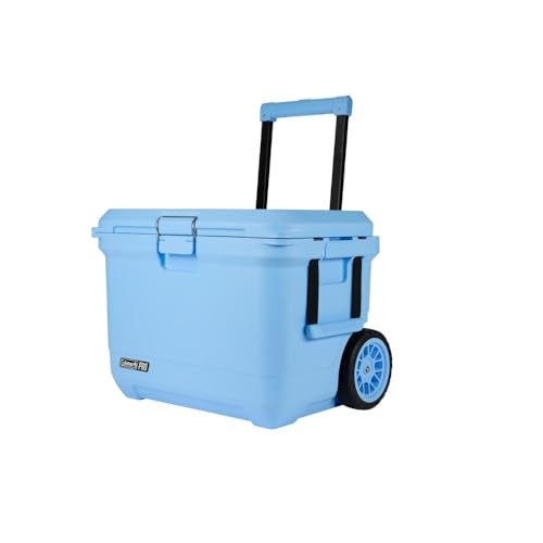 Coleman Pro 55qt Wheeled Ultra-Light Premium Hard Cooler, Extra-Thick Insulation Keeps Ice up to 5 Days, 92-Can Capacity, Heavy-Duty Wheels