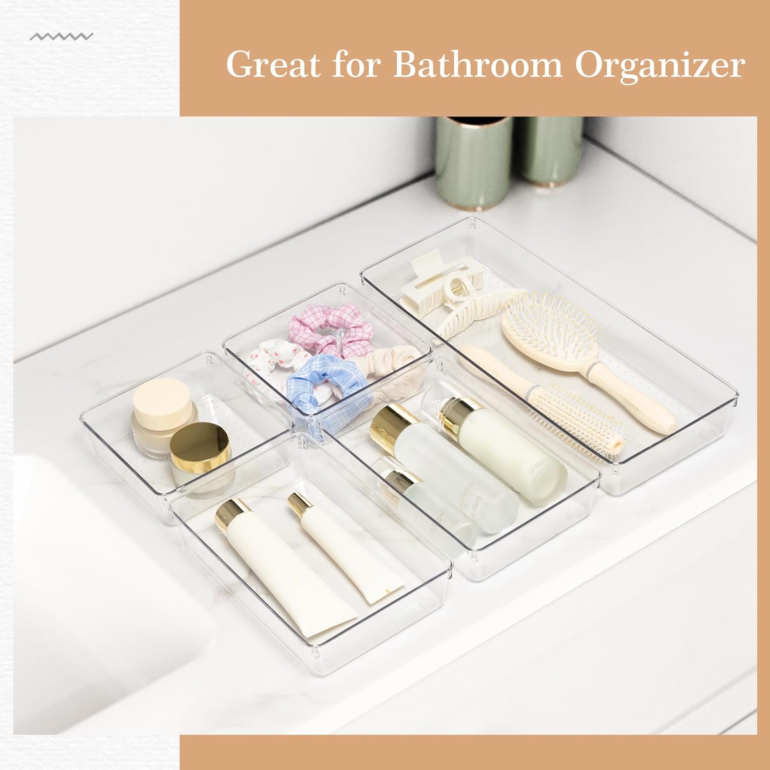 Drawer Organizer, 12 Pack Clear Plastic Kitchen Drawer Organizers Set, 4-Size Versatile Bathroom and Vanity Organizer Trays, Storage Bins for Makeup