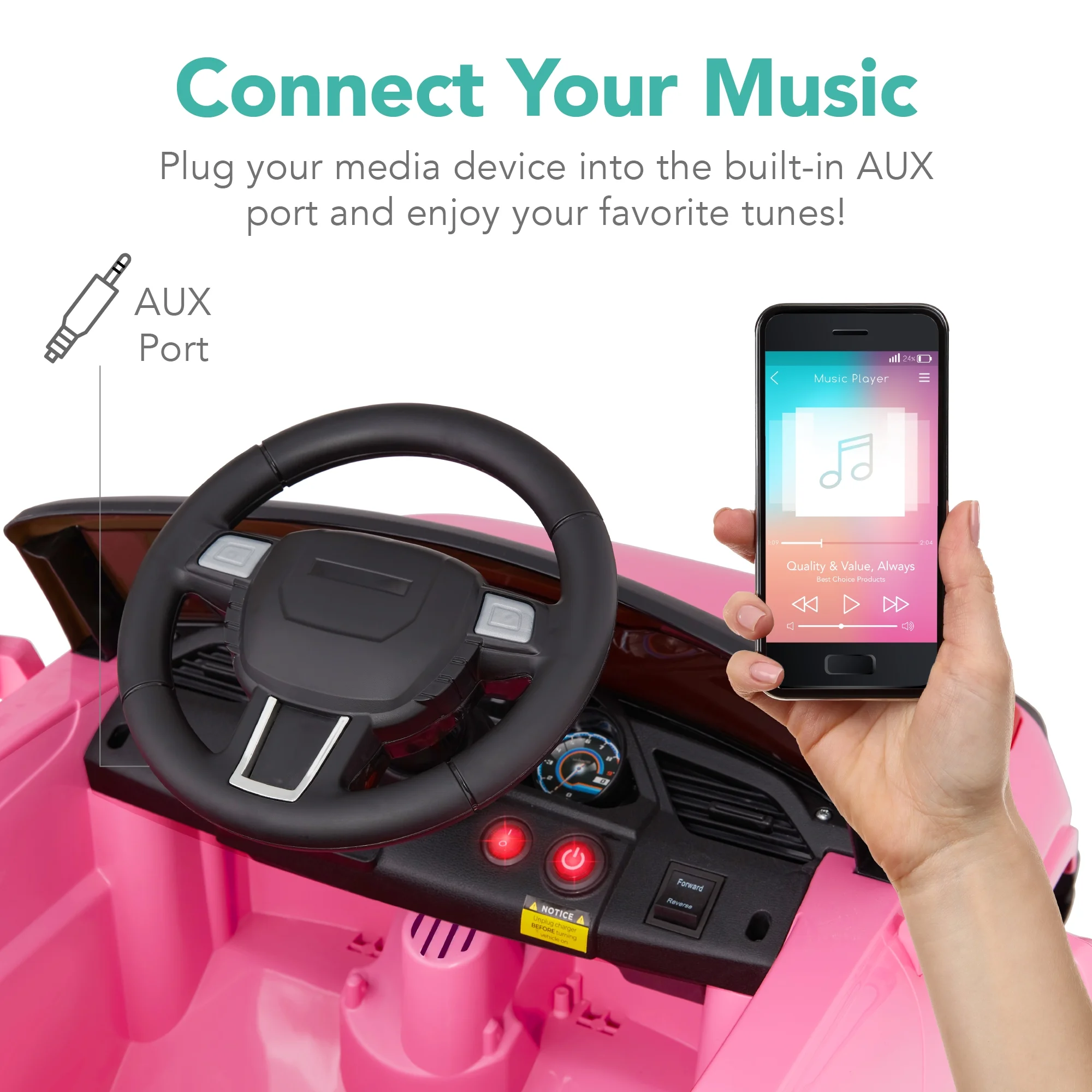 Best Choice Products 6V Kids Ride On Car Truck w/ Parent Control, 3 Speeds, LED Headlights, MP3 Player, Horn - Pink