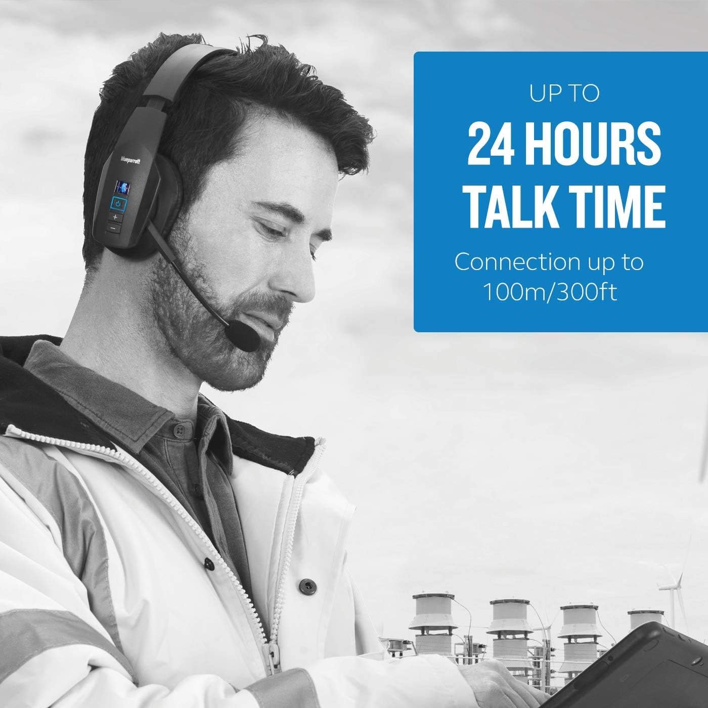 BlueParrott B450-XT Noise Cancelling Bluetooth Headset – Updated Design with Industry Leading Sound, Long Wireless Range, Up to 24 Hours of Talk Time
