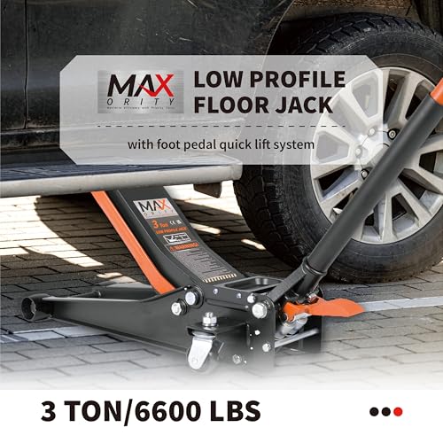 3-Ton (6600lbs) Low-Profile Dual Pistons Heavy-Duty Steel Racing Floor Jack with Quick Lift Hydraulic Pump