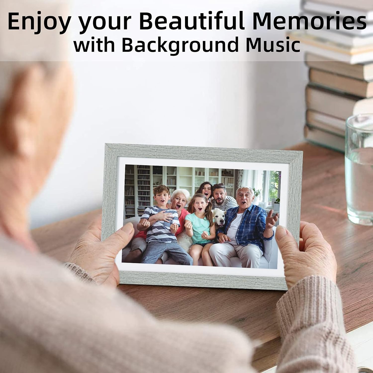 Digital Photo Frame, HAOVM 10.1 Inch USB Digital Photo - Widescreen HD IPS Display with 16GB Storage, Auto-Rotate, Wall Mountable
