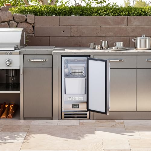 VEVOR Under Counter Ice Maker Machine, Crescent Ice, 25 Lbs/Day Stainless Steel Built in Ice Maker with Reversible Door