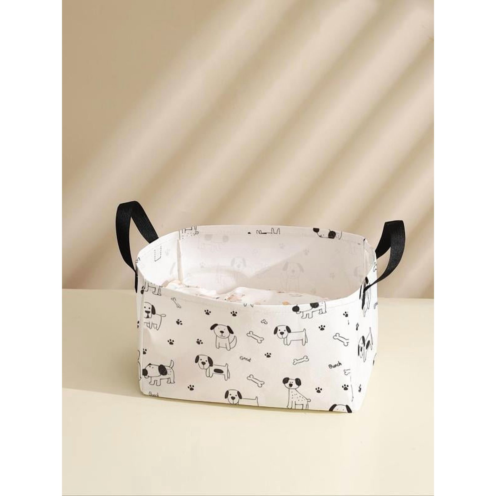 Dog Paw Print Storage Basket with Handle, Multi-functional Storage Basket, Foldable Clothes Storage Basket, Home Organizer for Living Room, Bathroom