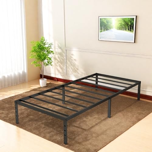 Full Size Bed Frame, 14 Inch Metal Platform Bed with Iron-Art Headboard & Footboard, Classic Bed Frame with Heavy Duty Metal Slats Support