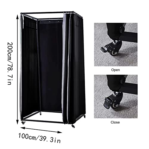 Portable Fitting Room for Boutiques - Movable Dressing Room with Shading Curtain, Vientiane Wheel and Hook Up