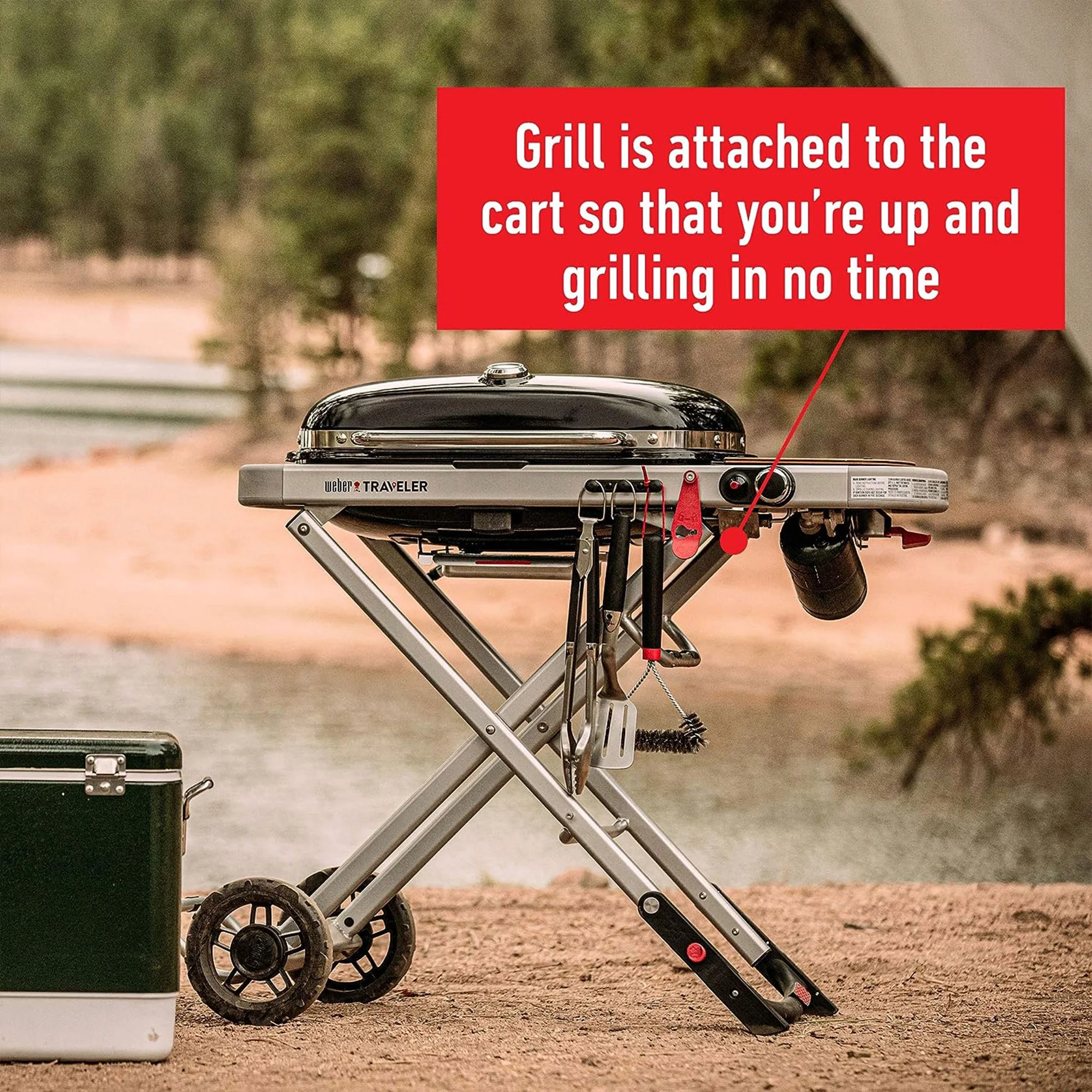 Weber Traveler Portable Propane Gas Grill, Black