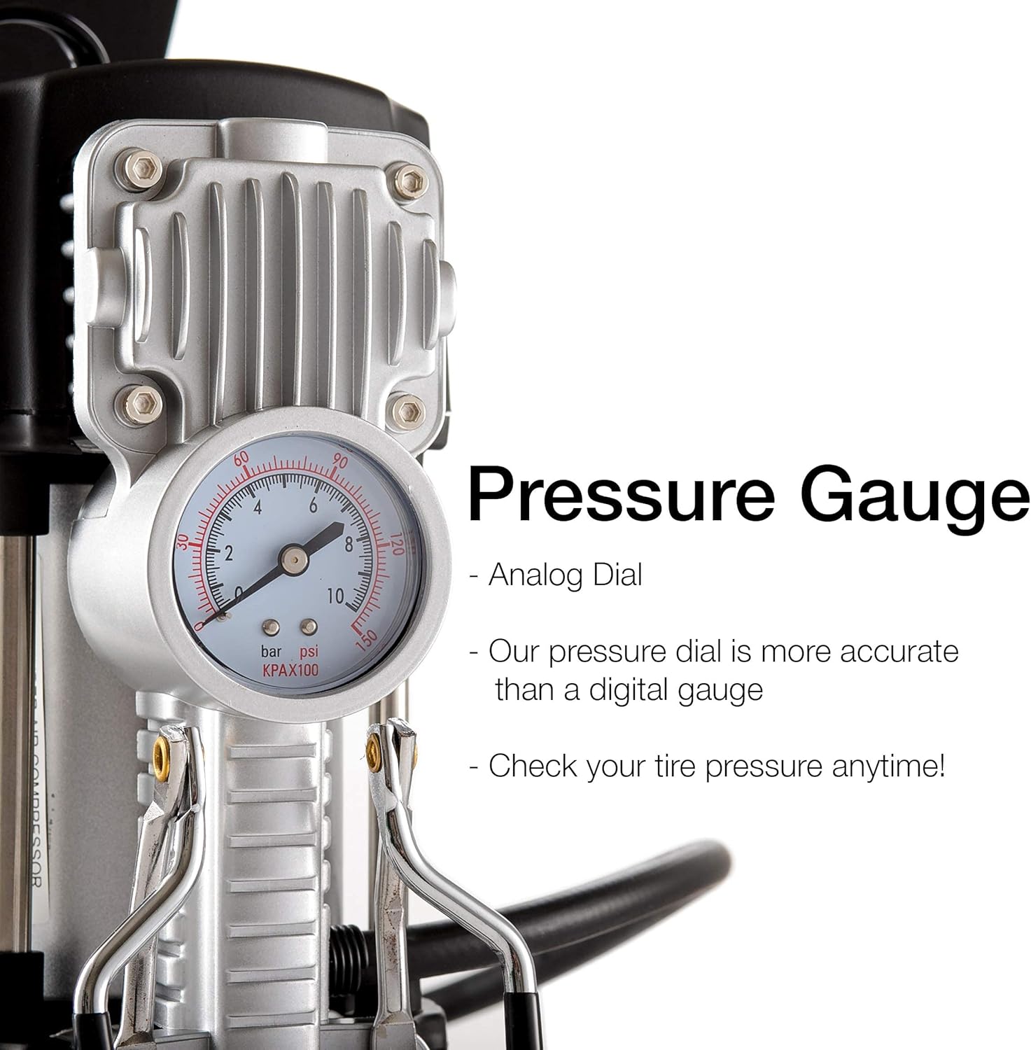 Portable Double Cylinder Air Compressor Tire Inflator with LED Flashlight, 12V Compact Air Pump for Car Tires, 150 PSI Heavy-Duty Metal Tire Pump