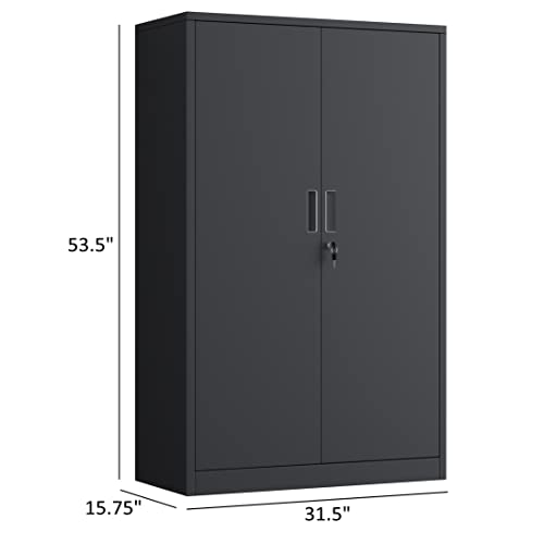 Metal Storage Cabinet with Locking Doors and 3 Adjustable Shelves
