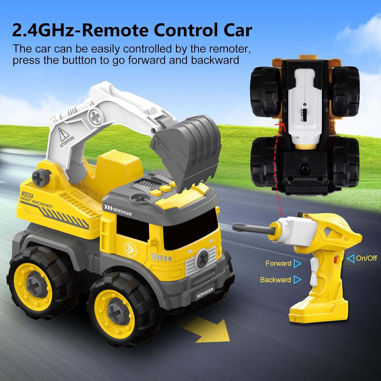 Take Apart Toys with Electric Drill | Converts to Remote Control Car | 5 in one Construction Truck Take Apart Toy for Boys | Gift Toys for Boys 3,4,5