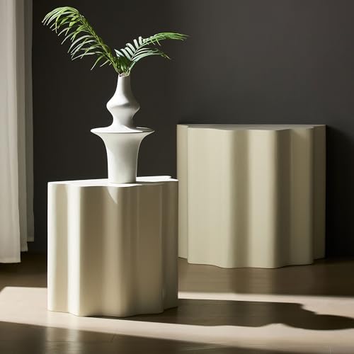 JUSTONE 15.75 ''Round Coffee Table, Accent End Table for Living Room Office Apartment, Modern Minimalist Side Table with Faux Marble Pattern