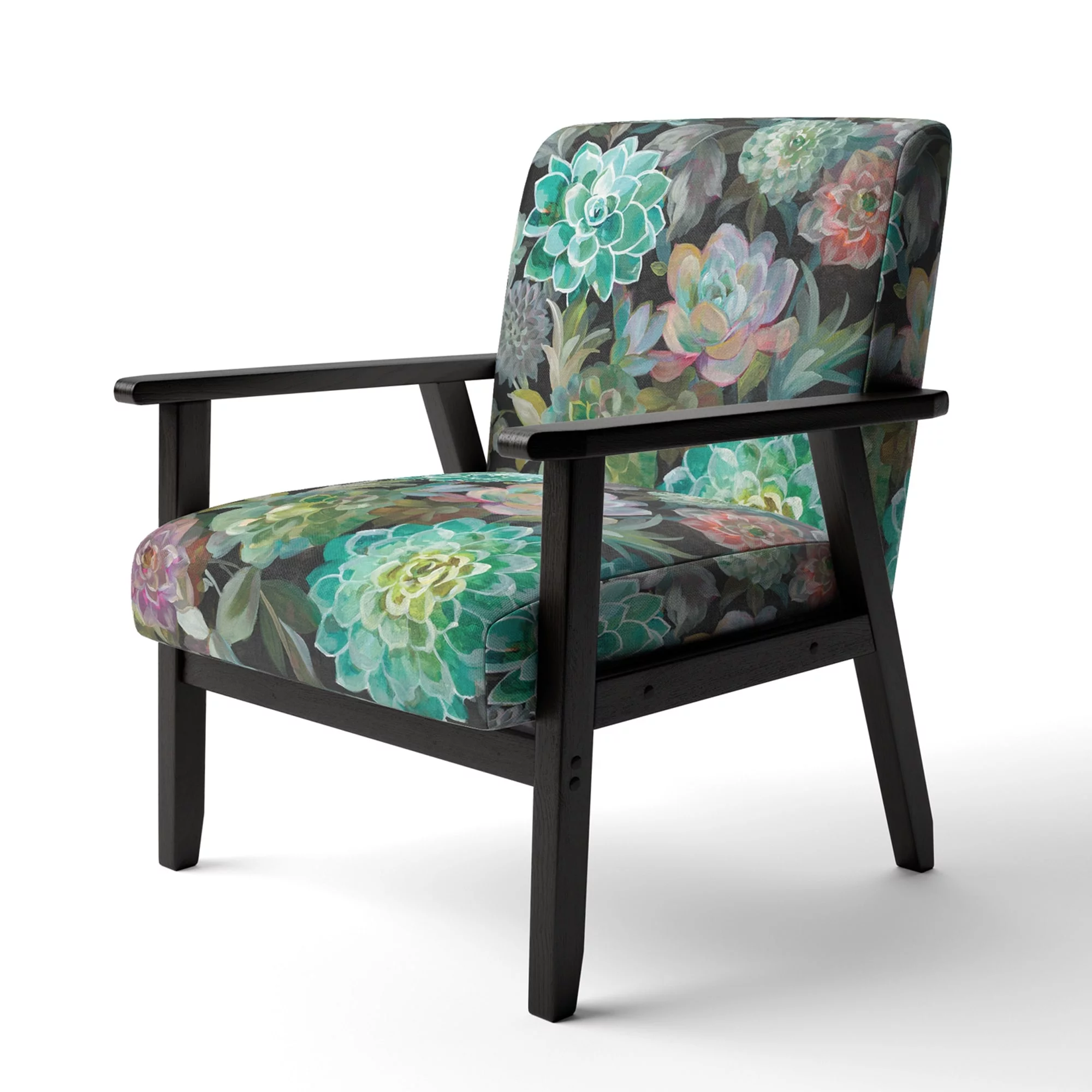 Designart "Floral Succulents" Upholstered Traditional Accent Chair - Arm Chair