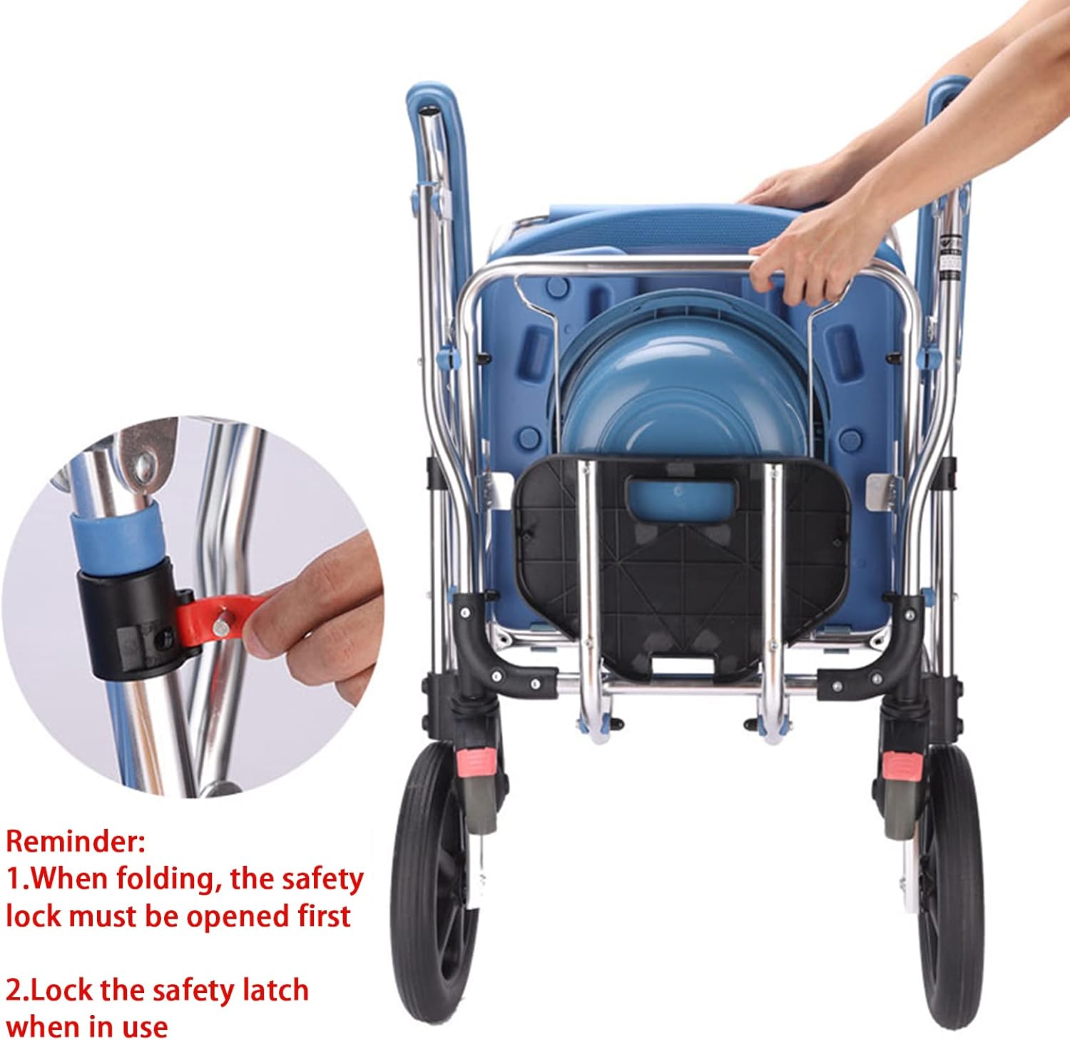 Shower Wheelchair, Commode Chair for Toilet with Arms Foldable, Commode Transport Chair with Wheels, Shower Wheelchair Commode