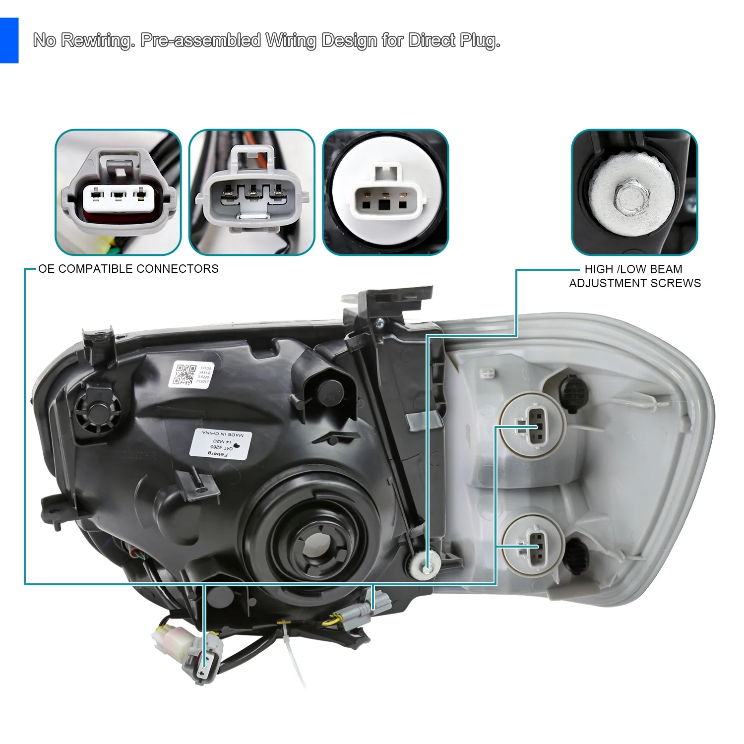 Spec-D Tuning Chrome Housing Smoke Lens LED Switchback Headlights + Corner Lights Compatible with 2005-2006 Toyota Tundra