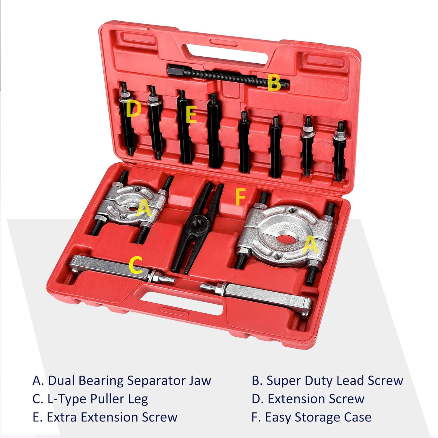 Bearing Puller Set, 5-Ton-Capacity Bearing Separator, Wheel Hub Axle Puller Set, Pinion Bearing Removal Tool Kit, Bearing Splitter