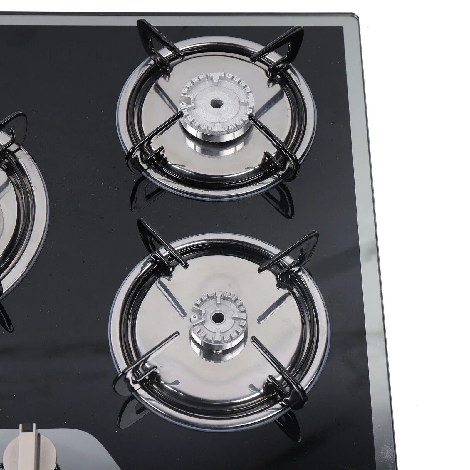 30" Stainless Steel Gas Stove, 5 Burner Built-in Stoves Gas Cooktop Cooker Black, Smooth Surface Automatic Pulse Ignition Countertop Stove