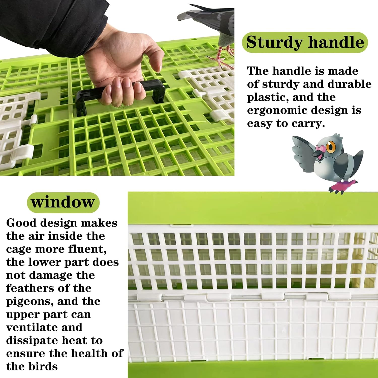 Plastic Folding Pigeon Cage Training Flying Cage Transport Cage 32in for Racing Pigeon