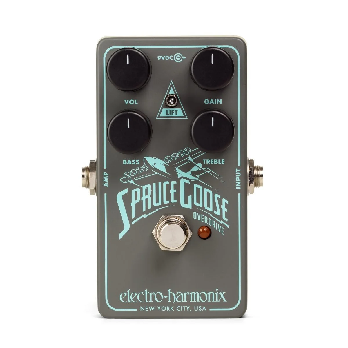 Electro-Harmonix Spruce Goose Overdrive Effects Pedal Grey and Teal