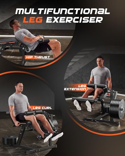 FEIERDUN 3-in-1 Adjustable Leg Extension and Curl Machine - 600lbs Capacity Leg Extension Machine for Lower Body Workouts