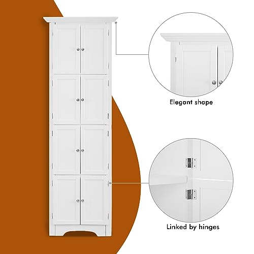 72" Tall Corner Cabinet, Corner Storage Cabinet with Doors and 4 Shelves