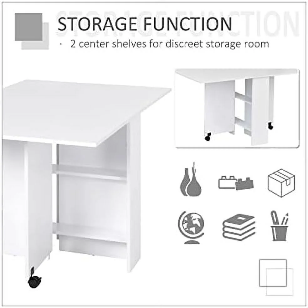 KHBIULIFE Folding Dining Table Drop Leaf Table for Small Spaces with  Racks Multifunction Space Saving Table Extension Dinner Table for Kitchen