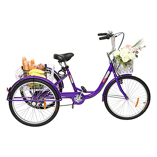 PEXMOR Adult Tricycle 7 Speed, 24/26 Inch 3 Wheel Bikes Tricycle for Adults, Adult Trike for Women/Men/Seniors