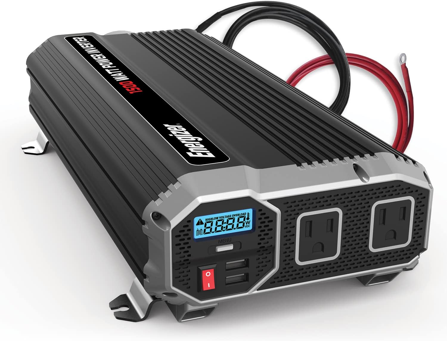 Energizer 4000 Watts Power Inverter Modified Sine Wave Car Inverter, 12V to 110 Volts, Two AC Outlets, Two USB Ports (2.4 Amp), Hardwire Kit