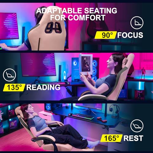 GTPLAYER Gaming Chair, Computer Office Chair with Pocket Spring Cushion, Linkage Armrests and Footrest
