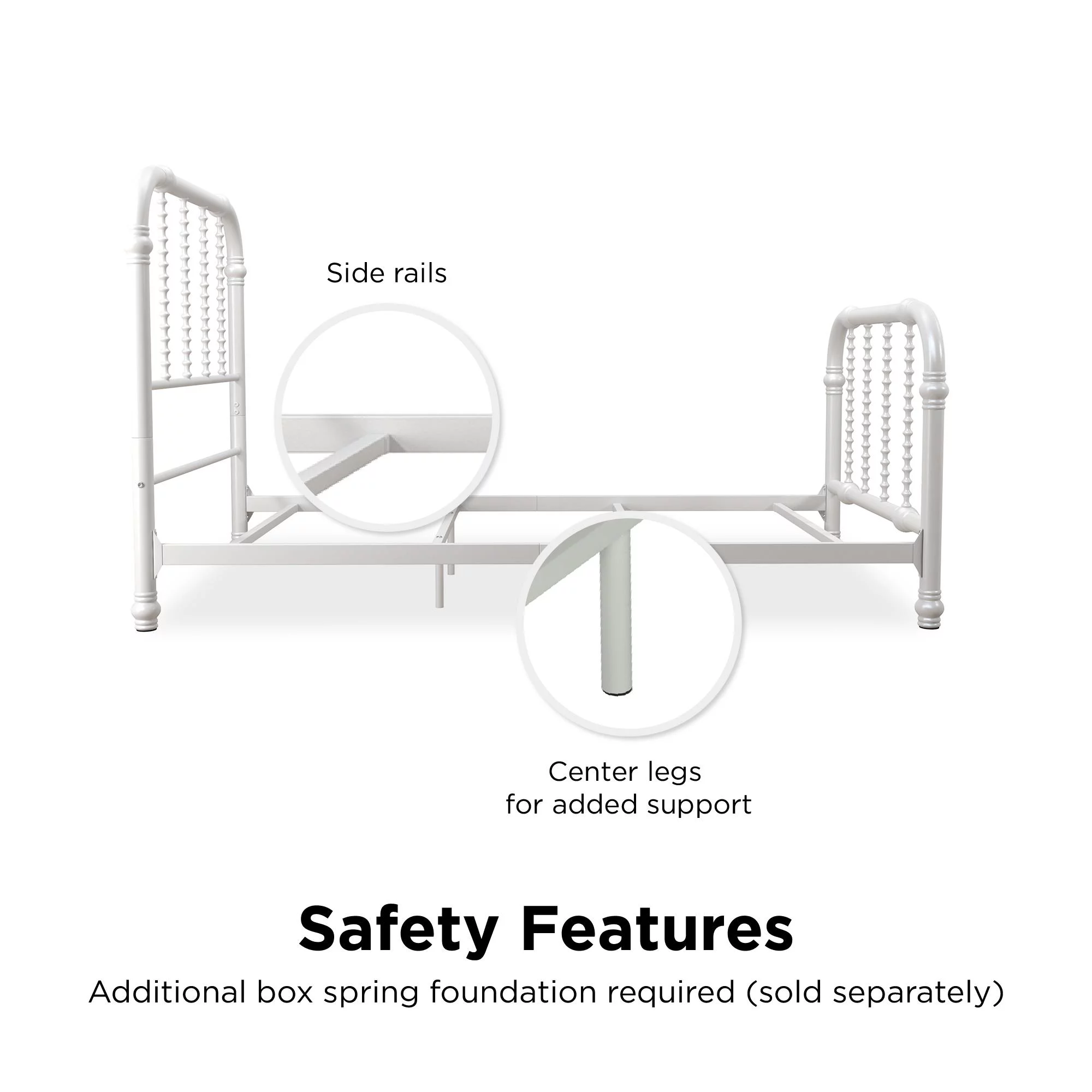 DHP Jenny Lind Metal Bed, Full, White