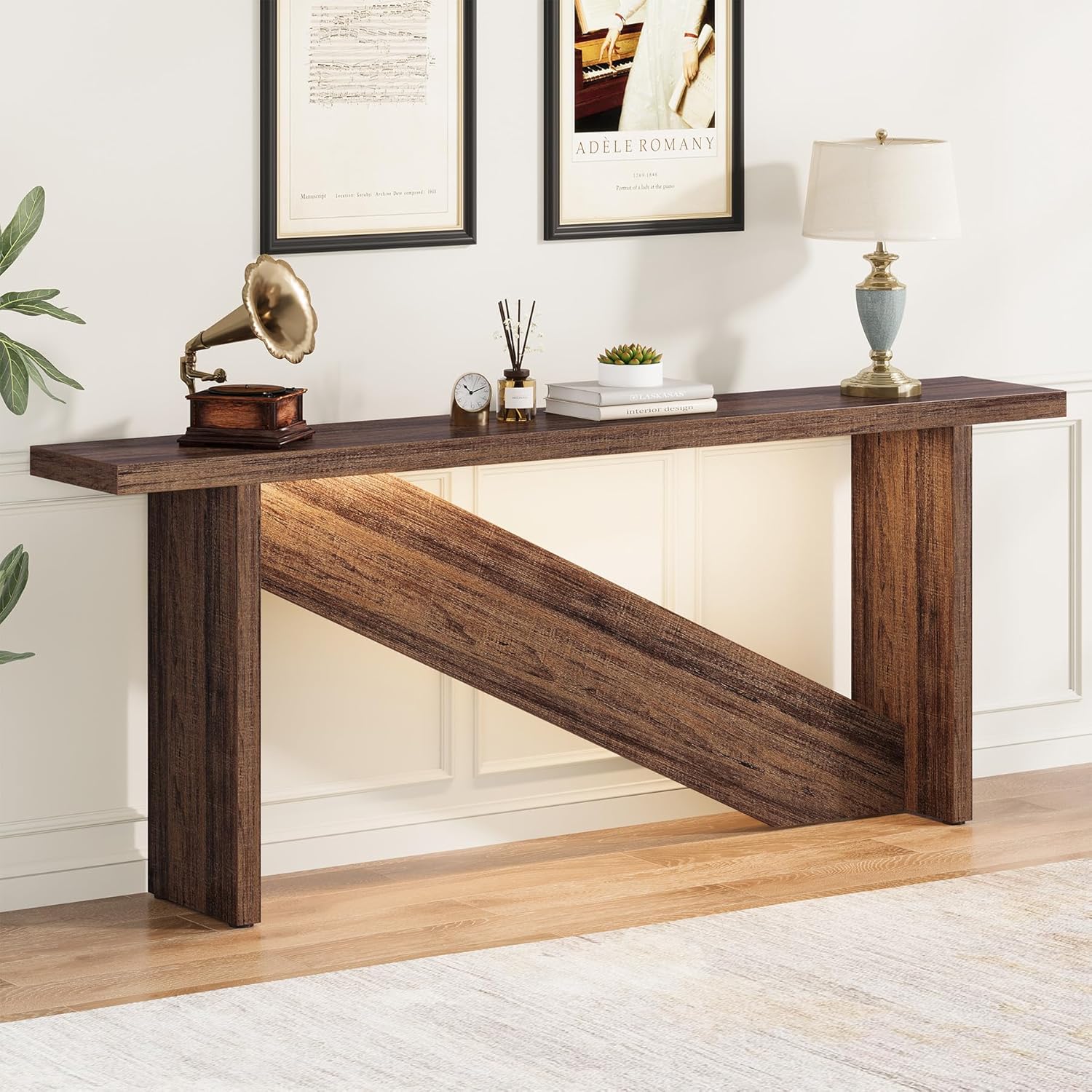 Console Table with LED Lights, 70.86" Long Sofa Table Behind Couch, Narrow Wood Entryway Table, Farmhouse Foyer Table