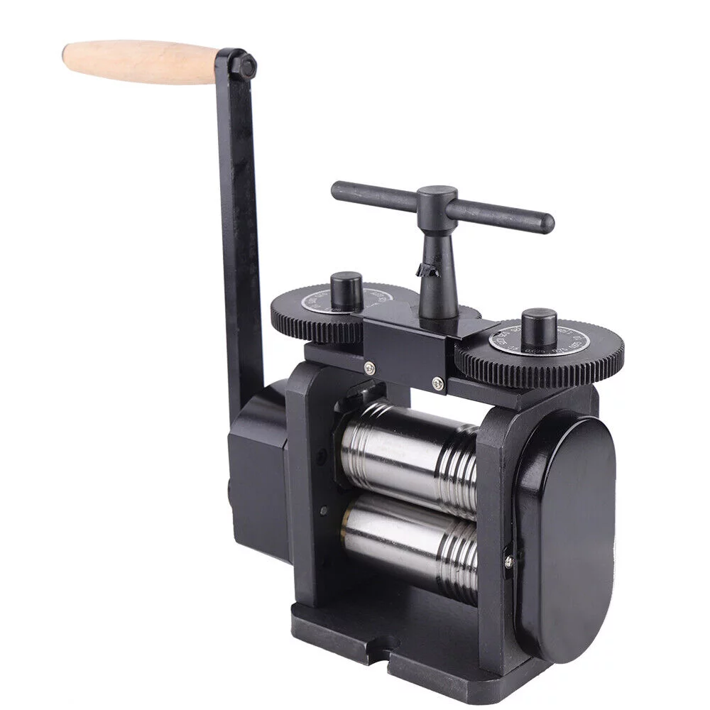Fichiouy Jewelry Rolling Mill Machine 110mm Manual Combination Rolling Mill Square Line Flat Semi-Circular Press Rolling Mill Jewelry Marking Tools