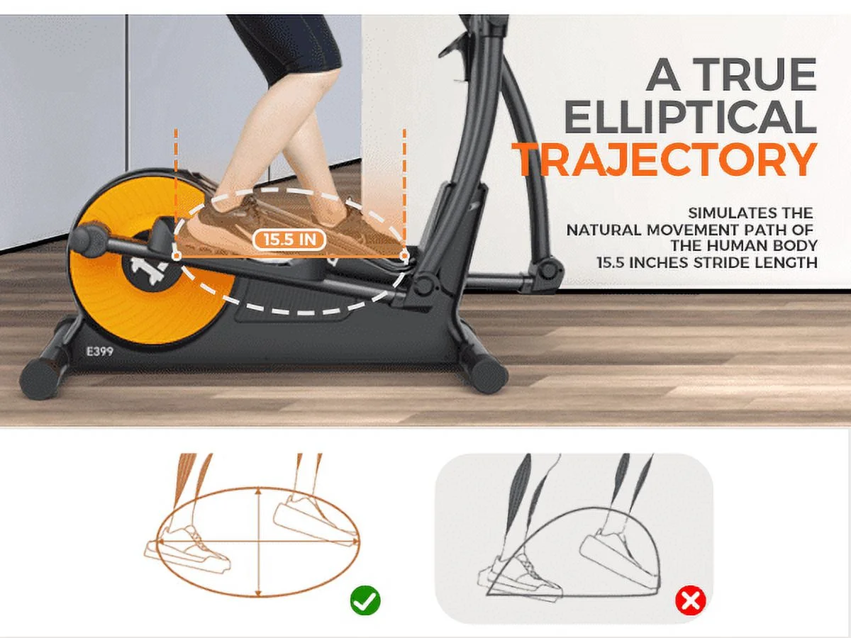Pooboo Silent Magnetic Elliptical Bike Stationary Exercise Machine for Home Gym Cardio Workout 300lb
